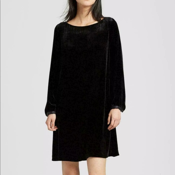 eileen fisher black velvet dress